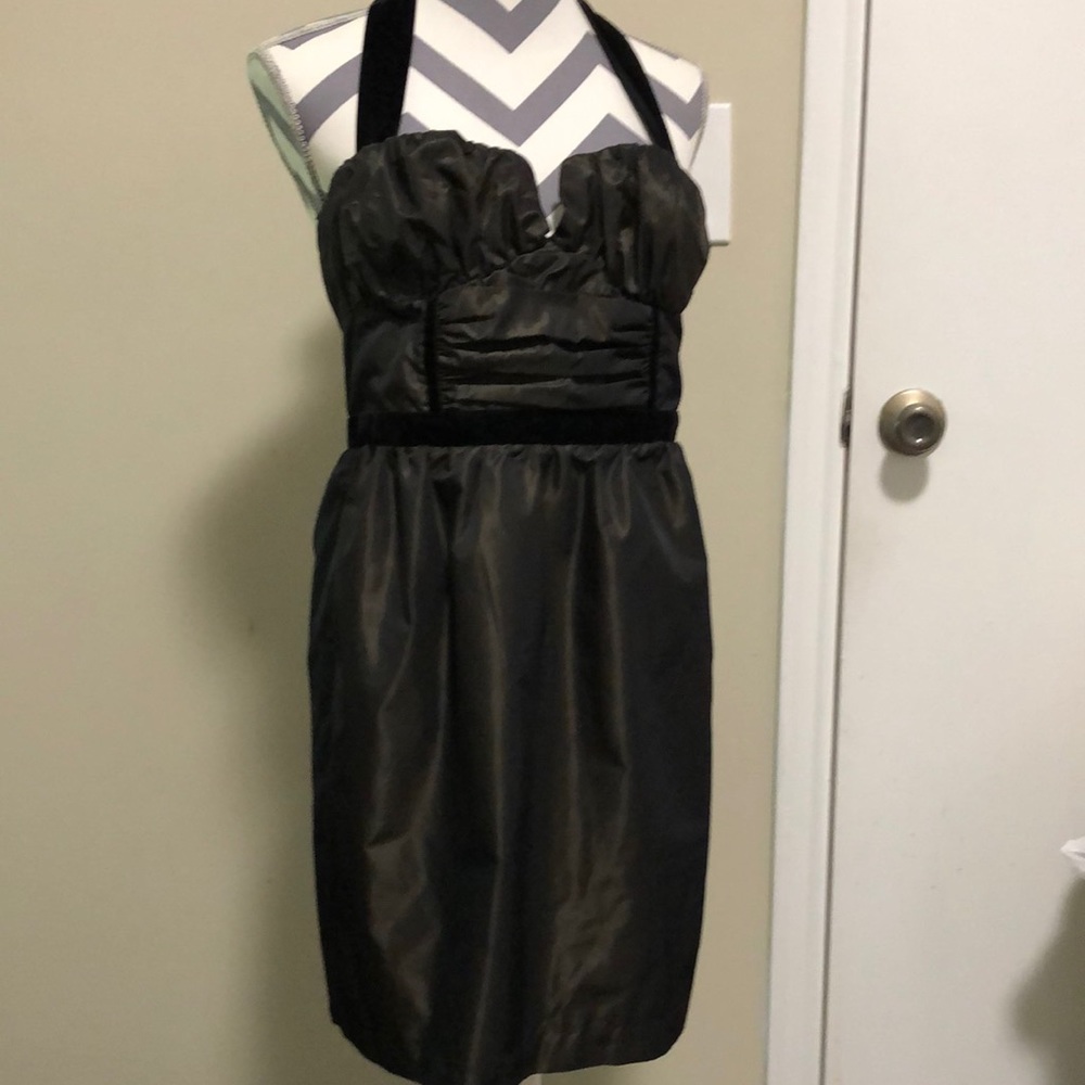 BCBGeneration Dress Cocktail Prom Holiday Party SZ 12 Shirred Bust Halter Brown